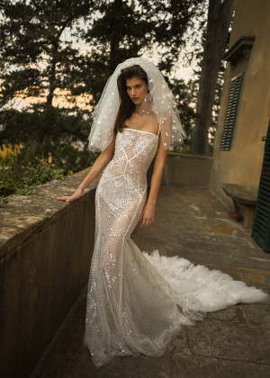Sparkly Sequined Tulle Sexy Boho Beach Wedding Dress